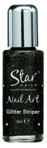 Star Nails Jet / Silver Glitter Striper 8ml